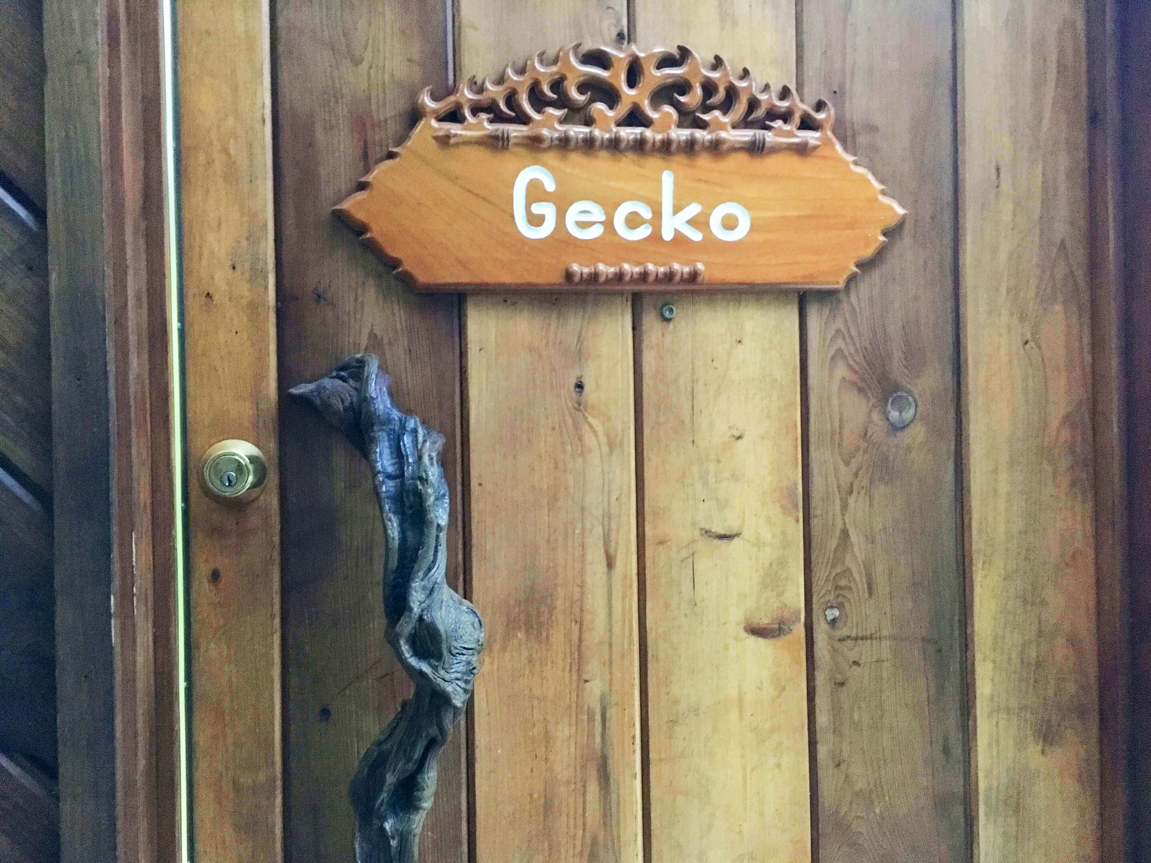 volcano hotel - volcano inn - gecko sign